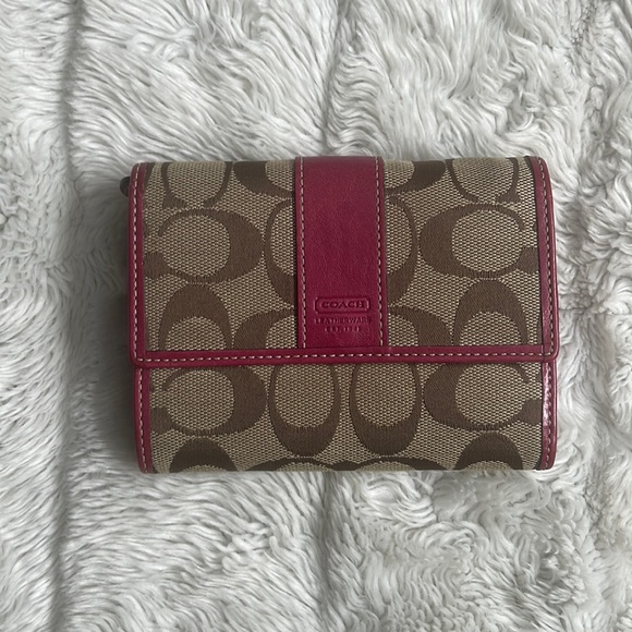 Coach Handbags - Coach tan and pink wallet